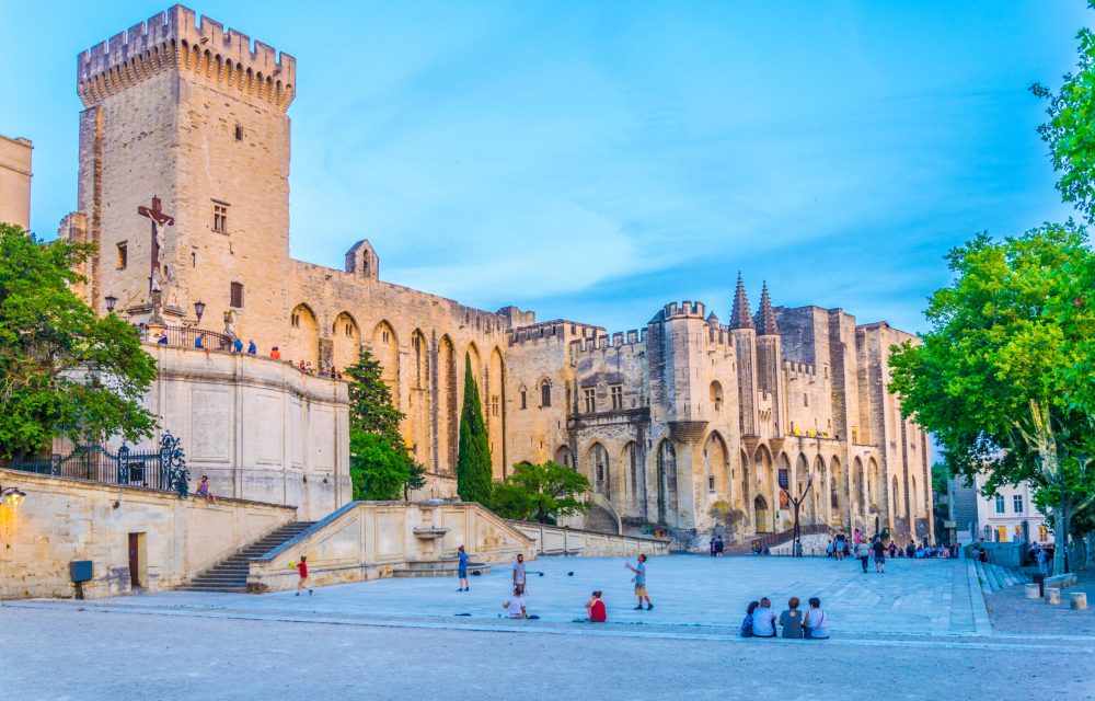 Sunset view of Palais de Papes in Avignon, France Sunset view of Palais de Papes in Avignon, France